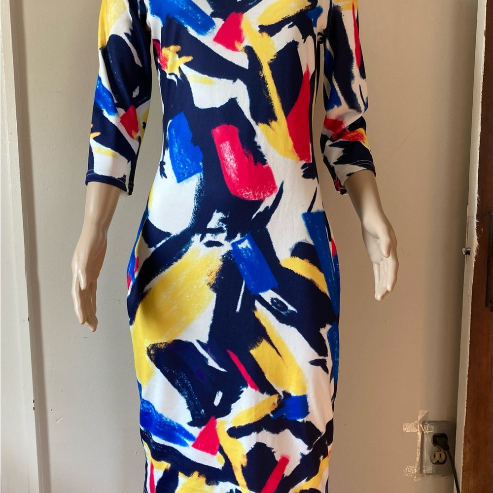 Abstract Print Midi Dress Size Medium